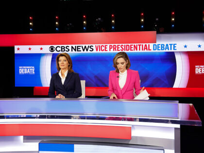 NEW YORK - OCTOBER 01: CBS News anchors Norah O’Donnell (L) and Margaret Brennan moderat