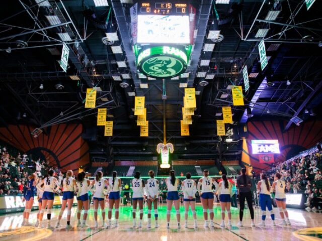 The San Jose State University Spartans line up for the playing of the national anthem and