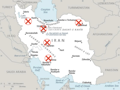 Israel Hits on Iran (Israel Army Radio / CIA Factbook Map)