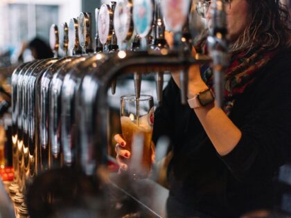 Pint of craft beer being poured at Little Creatures bar in London