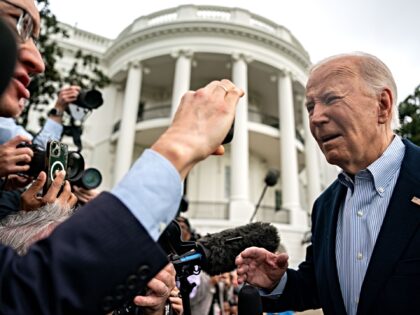 WASHINGTON, DC - OCTOBER 3: U.S. President Joe Biden speaks to the press as he prepares to