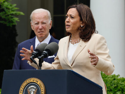 WASHINGTON, DC - MAY 01: U.S. Vice President Kamala Harris delivers remarks with President