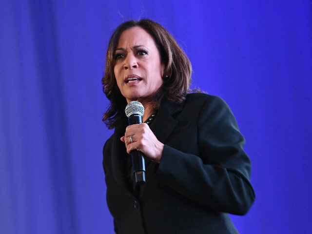 LOS ANGELES, CALIFORNIA - FEBRUARY 20: Senator Kamala Harris speaks at META - Convened by