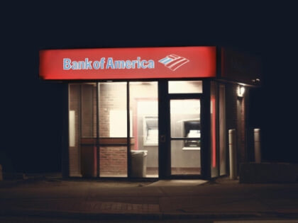 Bank of America ATM at night