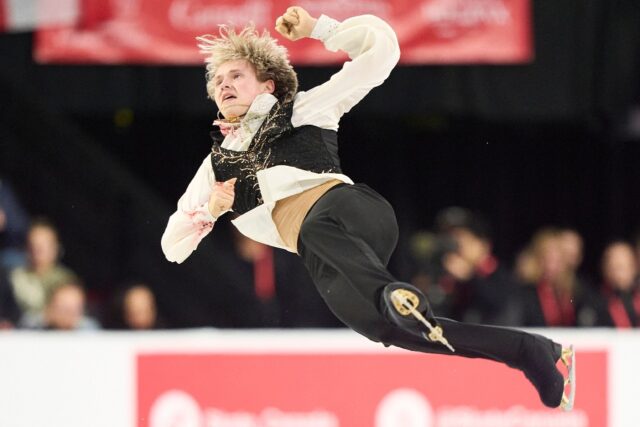 American Ilia Malinin competes in free skate on the way to the Skate Canada Grand Prix men