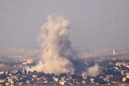 An Israeli air strike on the southern Lebanese village of Kfar Tibnit