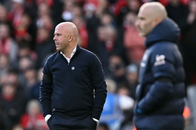 Arne Slot (left) has won 10 of his first 11 matches as Liverpool manager