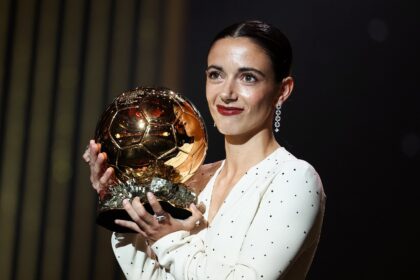 Barcelona midfielder Aitana Bonmati receives the women's Ballon d'Or award at this year's