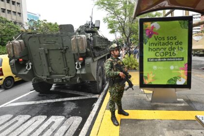 Colombian army vehicles and troops have been patrolling the streets of Cali to bolster sec