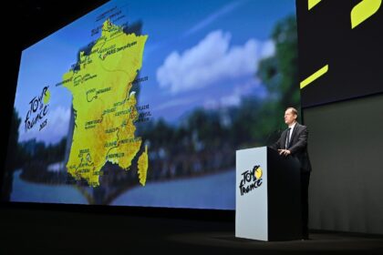 The director of the Tour de France Christian Prudhomme presents the route for the 2025 me