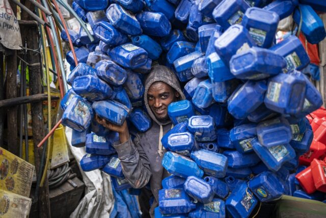 Ezedin Muste, 23, is one of thousands of waste collectors known in Amharic as 'korale'