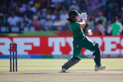 Hitting out: South Africa's Tazmin Brits was top scorer on Saturday