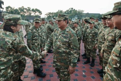 Indonesia's new President Prabowo Subianto dressed in army gear at the retreat