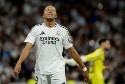 Kylian Mbappe in action for his new club Real Madrid earlier this month