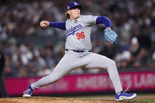 Landon Knack pitched four innings in game four of the World Series for the Los Angeles Dod