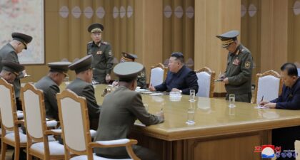 A picture released by North Korea's official Korean Central News Agency via KNS shows Kim