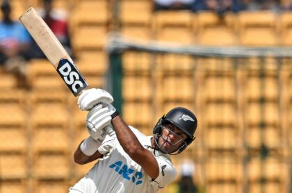 Rachin Ravindra hit 134 as New Zealand scored 402 to lead India by 356 runs in the first c