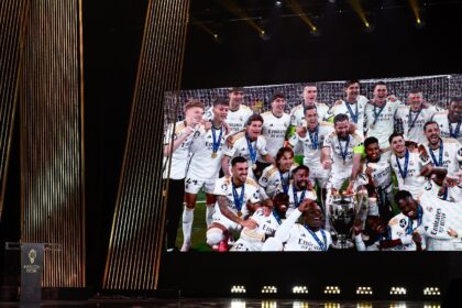 Real Madrid received the Best Men's Club of the Year trophy during the Ballon d'Or awards