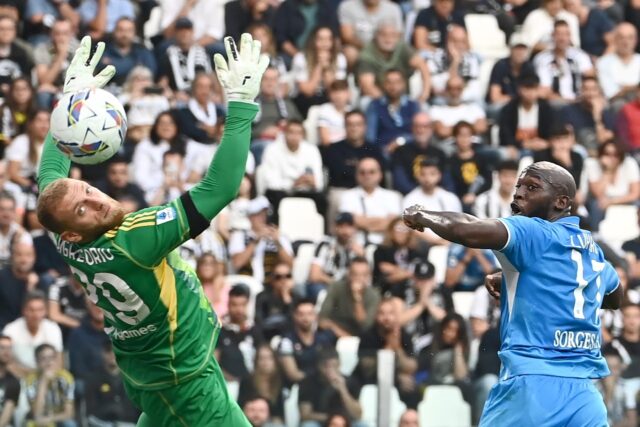 Romelu Lukaku (R), pictured here playing against Juventus, has scored three times for Napo