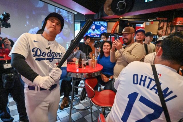 A Shohei Ohtani impersonator at a bar in Tokyo