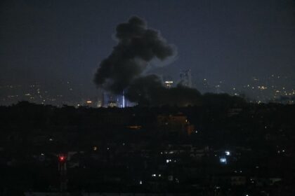 Smoke rises from the site of an Israeli air strike that targeted a neighborhood in Beirut'