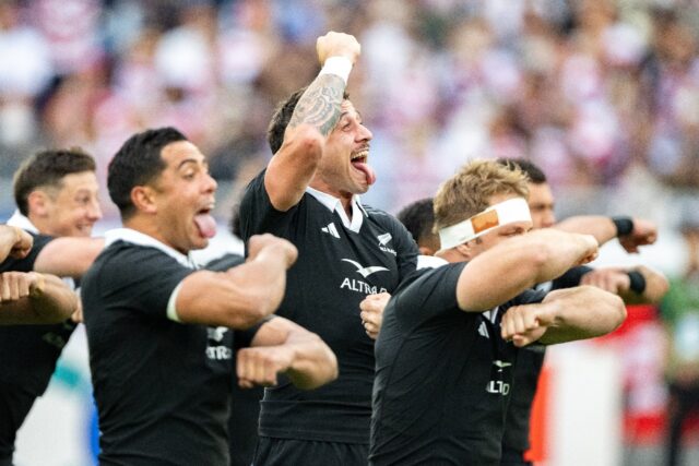 New Zealand performing the haka before last weekend's test in Japan