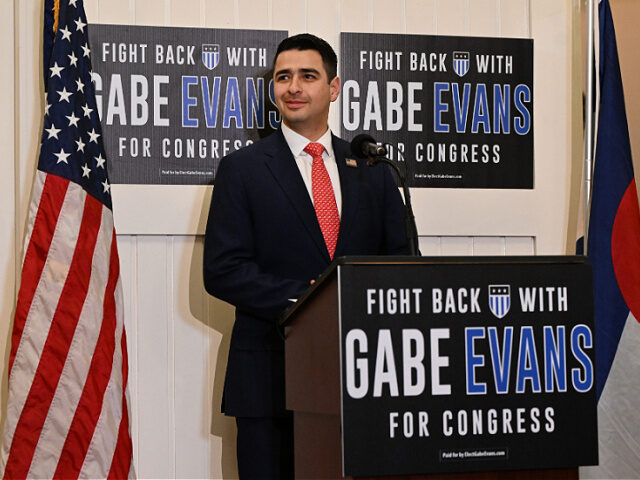 BRIGHTON, CO - NOVEMBER 5: State Representative Gabe Evans addresses his supporters after