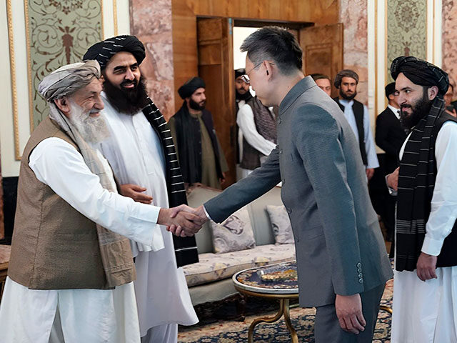 In this handout photo released by Taliban Prime Minister Media Office, China's new ambassa