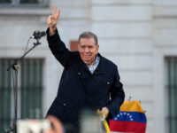 Venezuelan opposition leader Edmundo González waves to supporters at Puerta del Sol in do