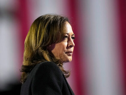 Democratic presidential nominee Vice President Kamala Harris speaks during a campaign rall