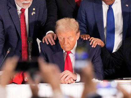 Latino leaders pray with Republican presidential nominee former President Donald Trump as