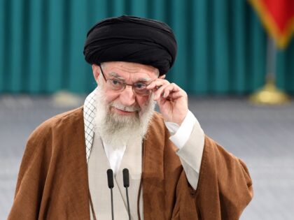 Iran's Supreme Leader Ali Khamenei attends the second round of Iran's 12th parliamentary e