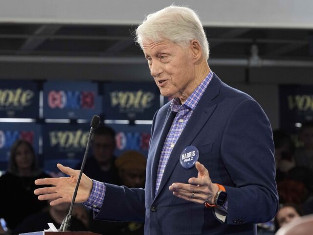 former President Bill Clinton speaks at a campaign rally in Durham, N.C., Thursday, Oct. 1