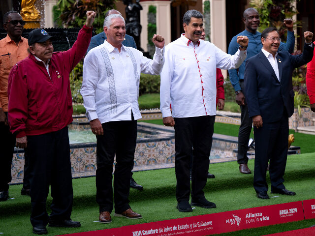 Daniel Ortega, Nicaragua's president, from left, Miguel Diaz-Canel, Cuba's presi