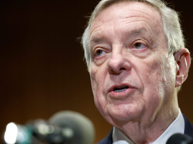 Senate Majority Whip Richard Durbin (D-IL) speaks at a news conference on the reintroducti