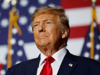 Former President Donald Trump speaks at his caucus night event at the Iowa Events Center o