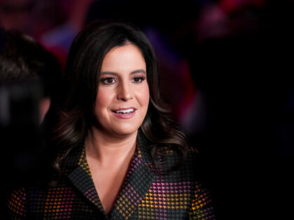 Representative Elise Stefanik, a Republican from New York, speaks to members of the media