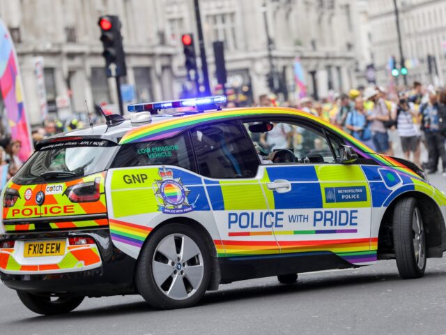 LONDON, ENGLAND - JULY 06: A general view of a police car during Pride in London 2019 on J