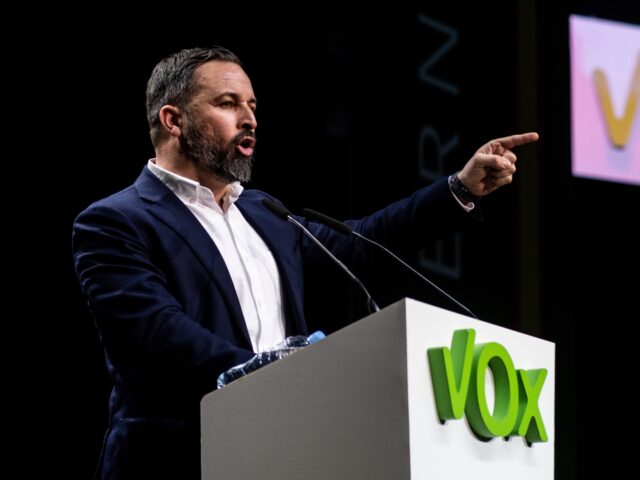 MADRID, SPAIN - 2020/03/08: Santiago Abascal, leader of far-right party VOX speaking durin