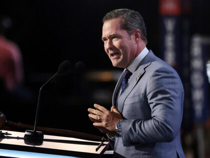 Co-Chair Committee on Platform Mike Waltz speaks on the first day of the Republican Nation