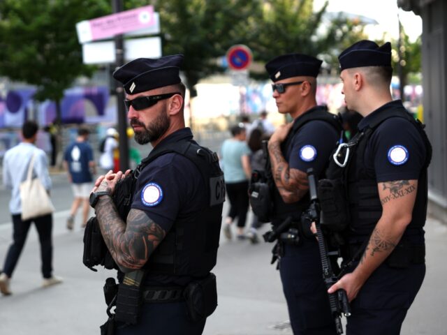 PARIS, FRANCE - JULY 24: Armed Police are seen on the streets outside the stadium prior to