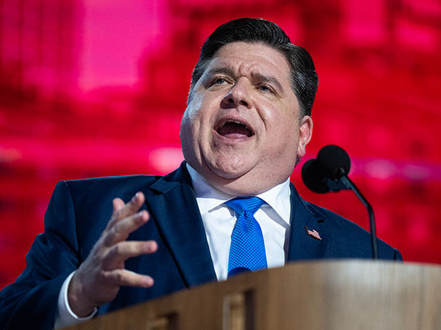 Illinois Gov. JB Pritzker speaks on the second night of the Democratic National Convention