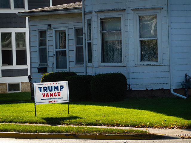 A sign in a yard supports Republican presidential nominee, former U.S. President Donald Tr