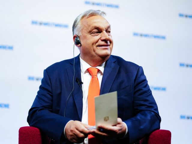 Hungarian Prime Minister Viktor Orban attends a panel discussion on the topic 'Peace in Eu