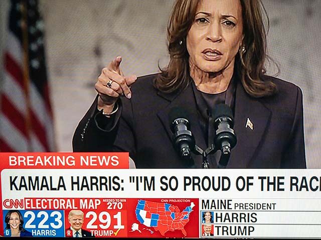 On a stage surrounded by American flags, Vice President Kamala Harris she concedes defeat