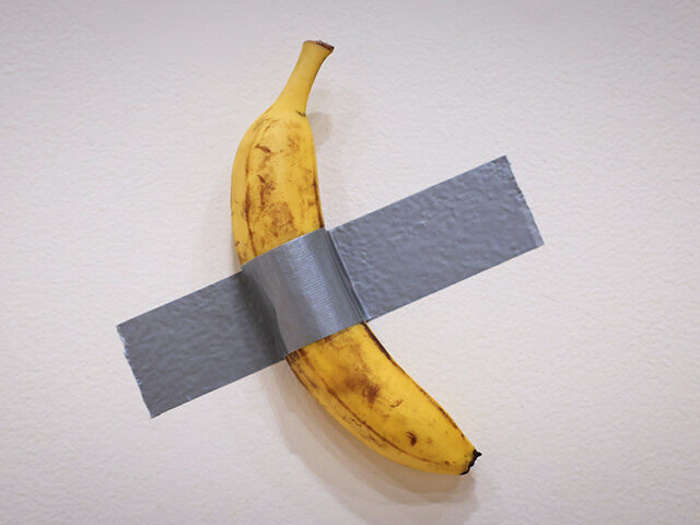 Italian visual artist Maurizio Cattelan's duct-taped Banana entitled "Comedian," is on dis