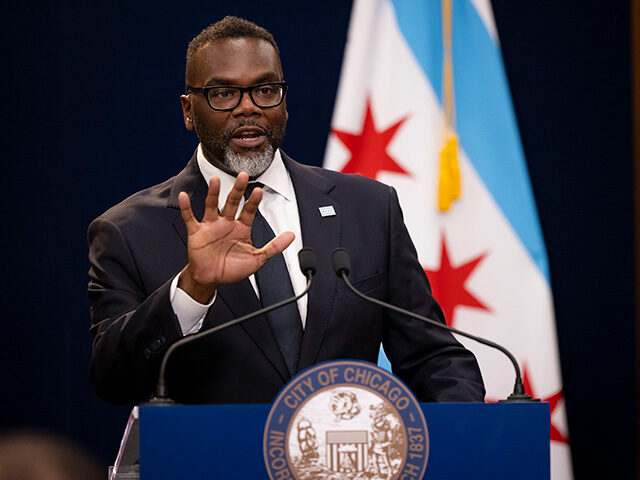 Mayor Brandon Johnson speaks during a press conference on Oct. 21, 2024, at City Hall in C