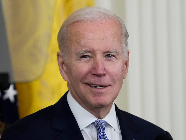 President Joe Biden speaks during an event to thank outgoing White House chief of staff Ro