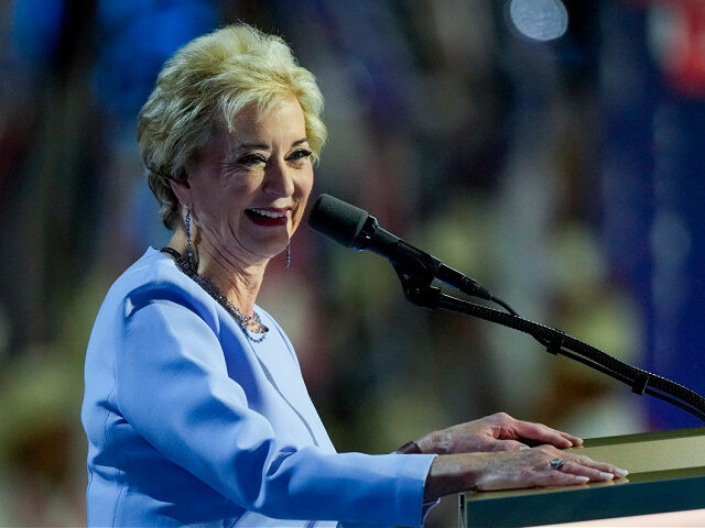 Linda McMahon speaks during the Republican National Convention Thursday, July 18, 2024, in