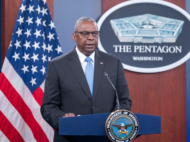 Secretary of Defense Lloyd Austin speaks during a press briefing at the Pentagon on Thursd